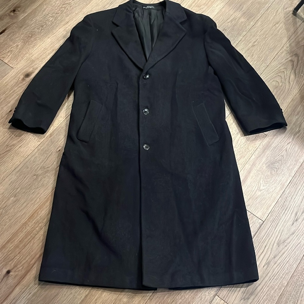 KASPER vintage cashmere wool blend long coat in charcoal gray, size large